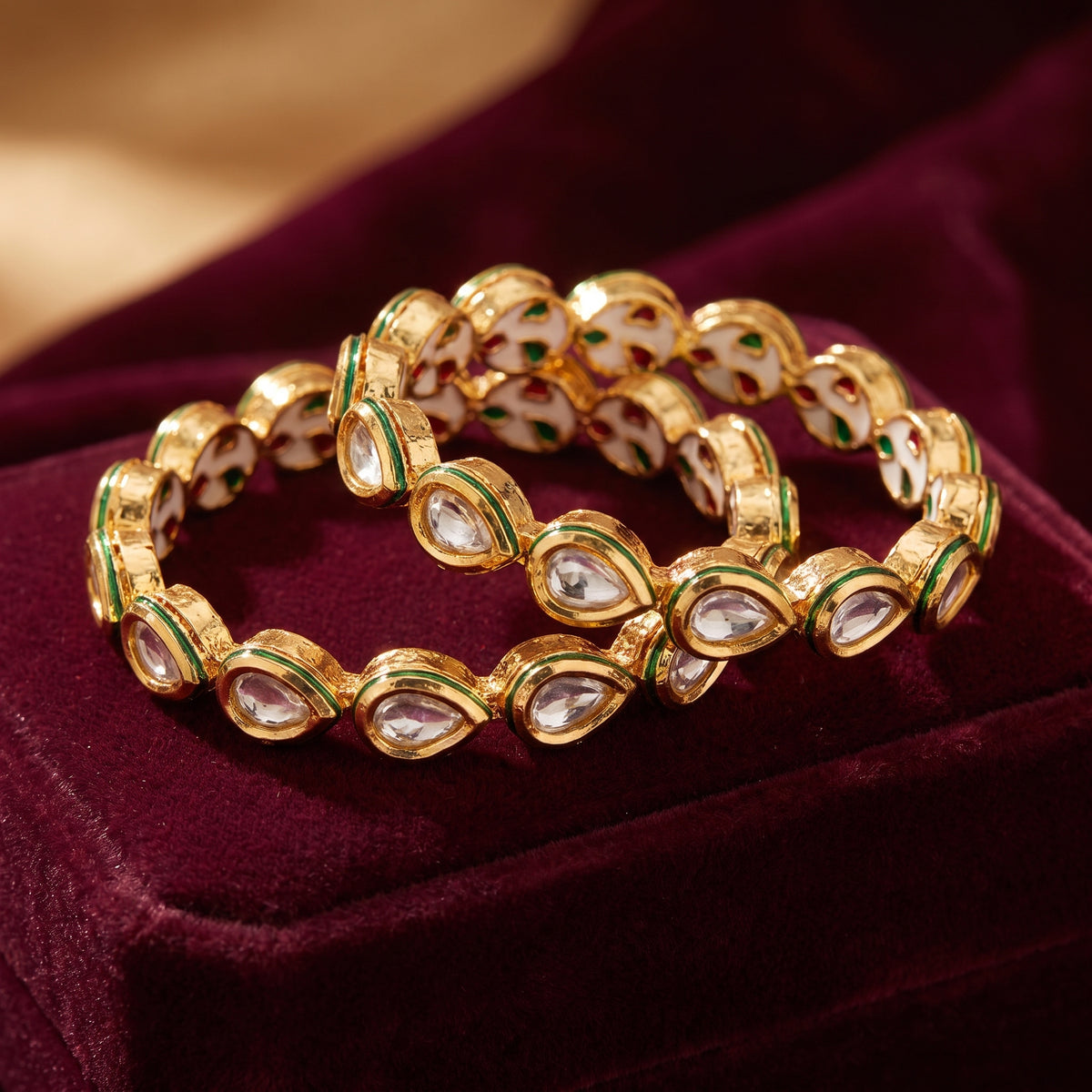 Sukhmani · Gold Polki Meenakari Bangles — studio set | Allure Jewelry by Rushi