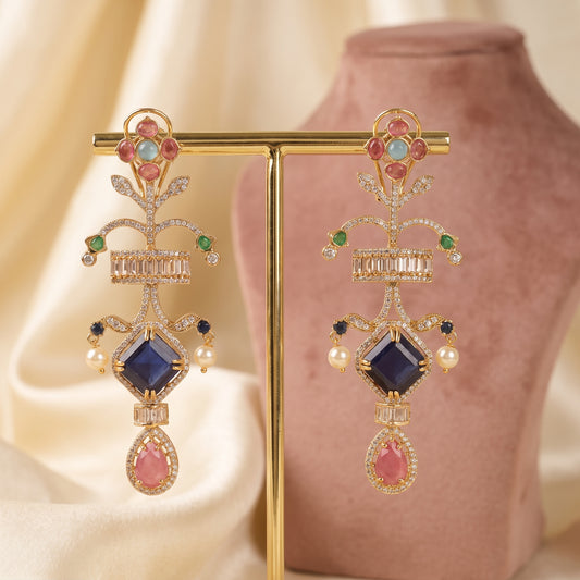 Alisha · Gold AD Multi · Stone Drop Earrings — studio set | Allure Jewelry by Rushi